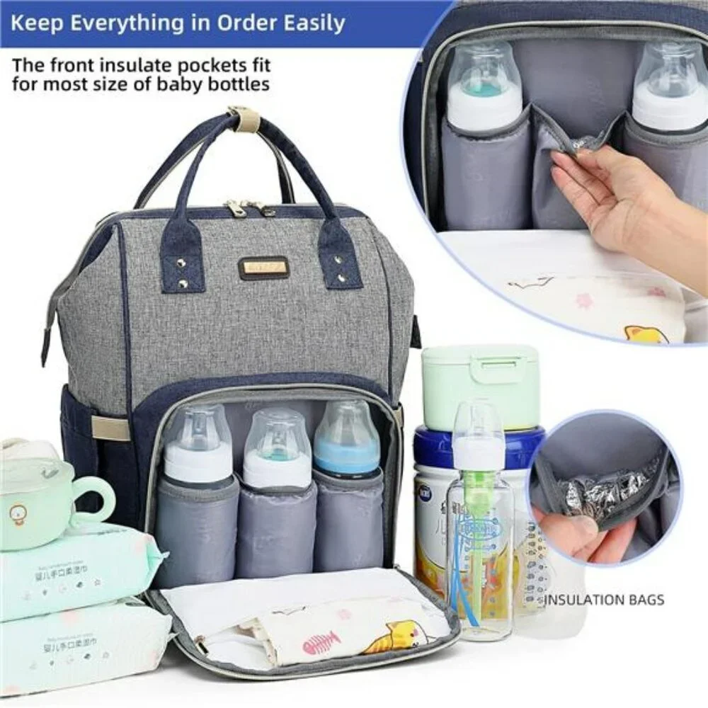 Diaper Bag Backpack Waterproof Baby Bag with Insulated Pockets Stroller Straps